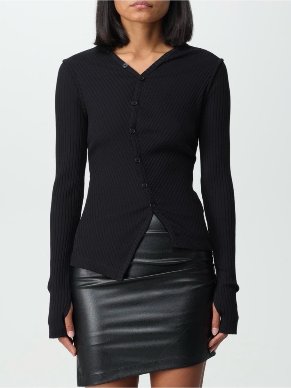 helmut lang asymmetrical cardigan black